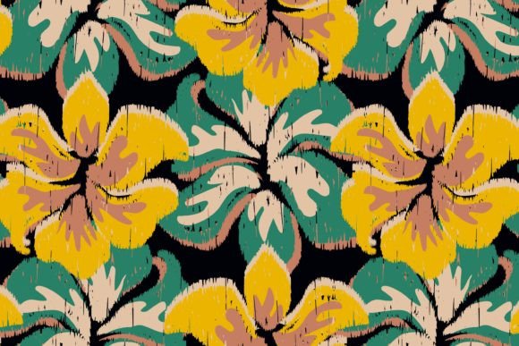 Abstract Floral Ikat Seamless Pattern