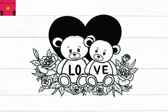 Bear Florals Svg, Valentine Bear Svg