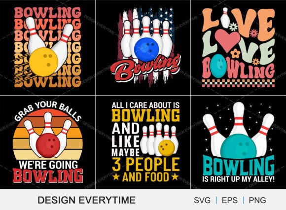Bowling Typography SVG Design Bundle