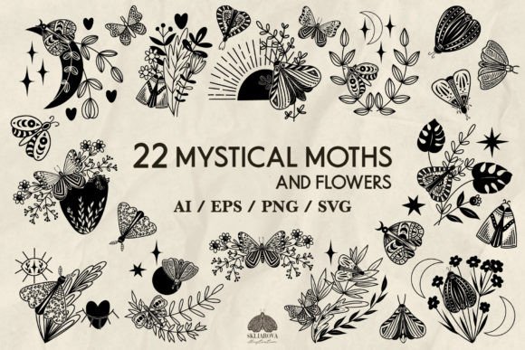 Celestial Moths SVG PNG EPS