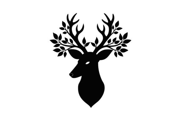 Christmas Floral Deer Head Silhouette