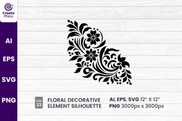 Floral Element Silhouette Flower Clipart