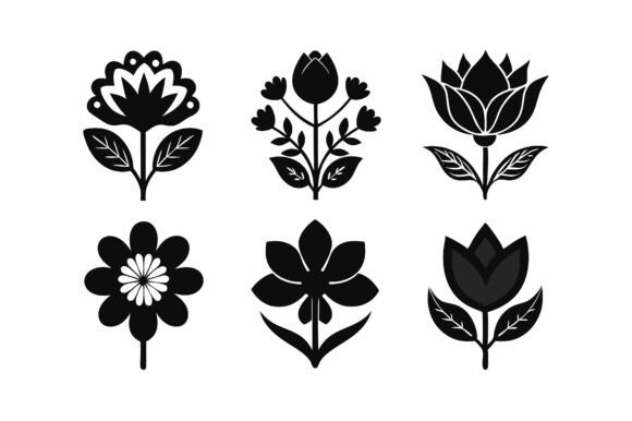Floral Icon Silhouette Vector Bundle