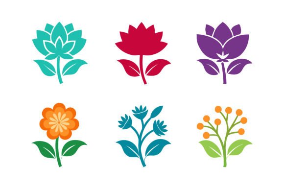 Floral Icons Silhouette Vector Bundle