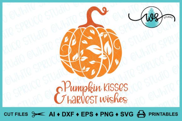 Floral Pumpkin Kisses Harvest Wishes