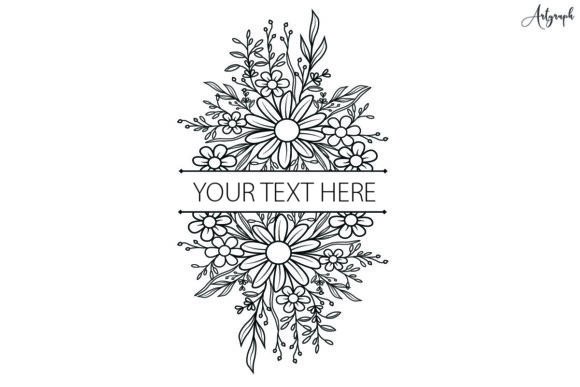 Floral Split Monogram Vector