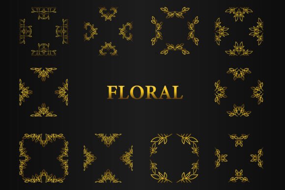 Gold Floral Doodle Frame V5
