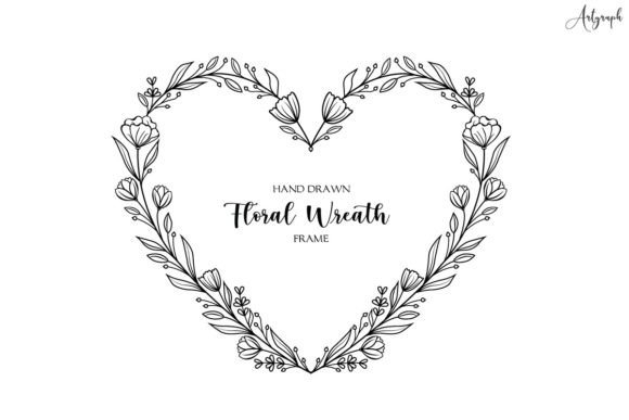Heart Floral Wreath Vector