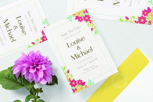 Modern Floral Wedding Invitation Card