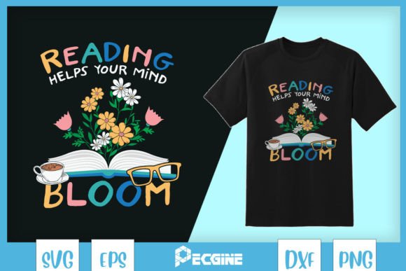 Reading Helps Your Mind Floral Book SVG
