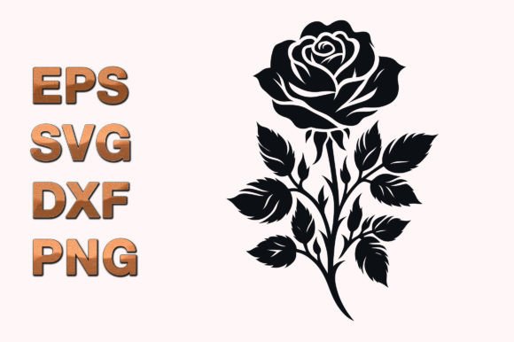 Rose Flower Element Silhouette Pattern