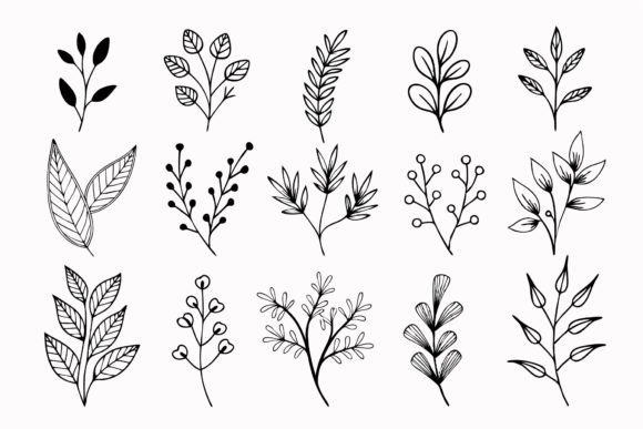 SVG Hand-draw Wildflowers Floral Branche