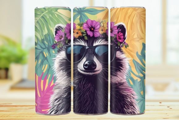Tropical Raccoon 20oz Skinny Tumbler